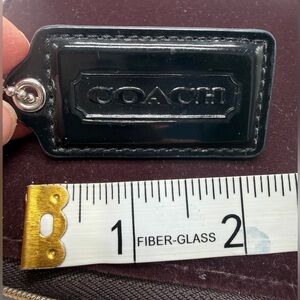 COACH Patent Leather Key Fob Bag Charm Keychain Hang Tag 2.75”Long Silver Chain